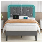Twin Bed Frame with LED and Charging Station