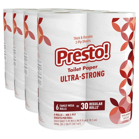 Amazon Business: 24 Family Mega Rolls (=120 Reg) Presto! Ultra Toilet Paper