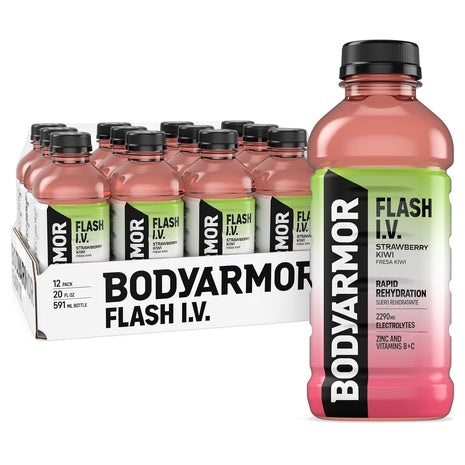 24 Bottles BODYARMOR Flash I.V. Strawberry Kiwi Hydration Drink