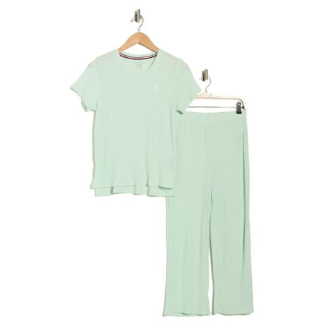 Tommy Hilfiger Women's Ribbed T-Shirt & Crop Pants Pajamas Set