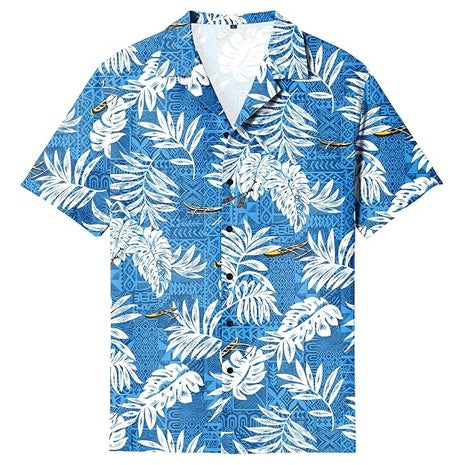 LecGee Men's Funky Tropical Floral Beach Hawaiian Shirt