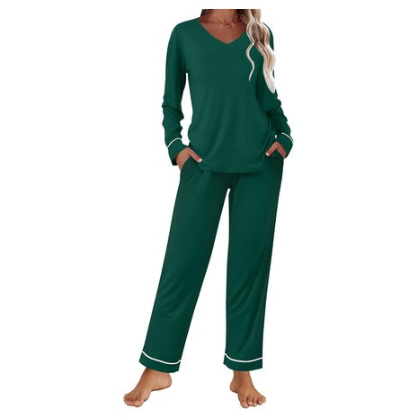 2-Piece Ekouaer Women's V-Neck Pajama Set