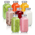 8 Pack Glass Juice Bottles with Lids (16oz)
