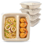 50 Disposable 2-Compartment Food Containers with Lids