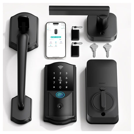 Built-in WiFi Fingerprint Keyless Entry Smart Lock With Handle Set