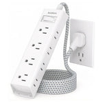 6ft Braided Power Strip With 12 Outlets