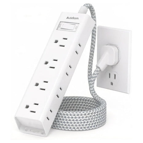 6ft Braided Power Strip With 12 Outlets