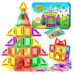 60 Piece Mini Magnetic Tiles Travel Set with Metal Tin Case