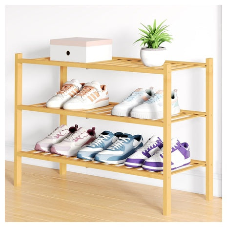 3 Tier Bamboo Shoe Rack Organizer