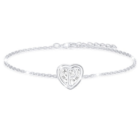 18K Gold Plated Heart Initial Bracelet (All ABC's)
