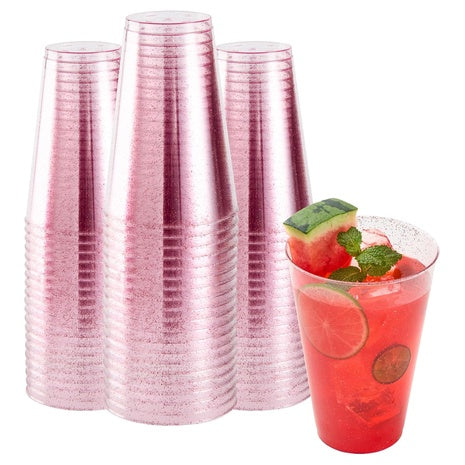 20 14oz Pink Glitter Tumblers