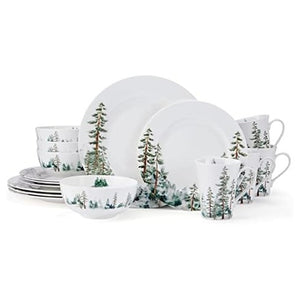 16-Piece Mikasa Watercolor Forest Bone China Dinnerware Set