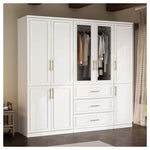 3-Combination White Wood 79.1"W 8-Door Big Armoires