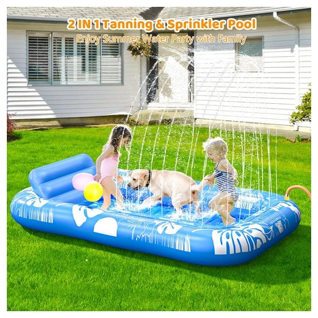 Inflatable Pool Lounger With Sprinkler