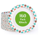 160 Disposable Soak-Proof & Cut-Proof Paper Plates