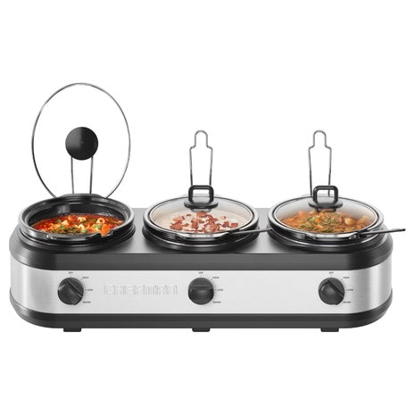 7.5-Qt Chefman Stainless Steel Triple Slow Cooker & Food Warmer