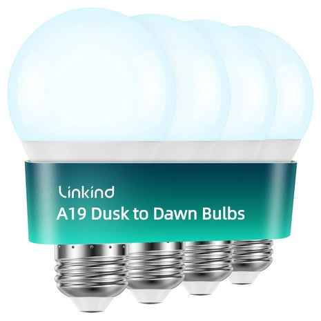 4-Count Linkind A19 Dusk-to-Dawn LED Light Bulbs W/ Automatic On/Off Sensor
