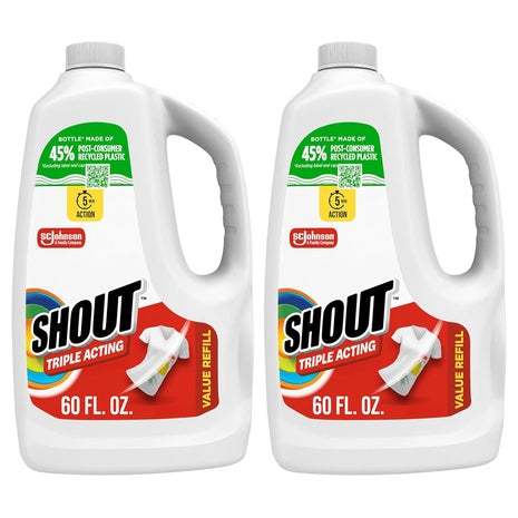 2 Bottles Shout Active Enzyme Laundry Stain Remover Refills (60oz)