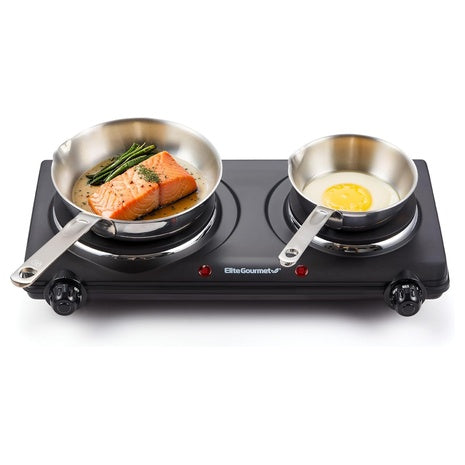 Elite Gourmet Double Cast Iron 1500 Electric Burner