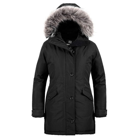 Women's Puffer Parka Jacket with Faux Fur Hood