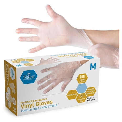 100-Count MedPride Powder-Free Vinyl Exam Gloves (M)