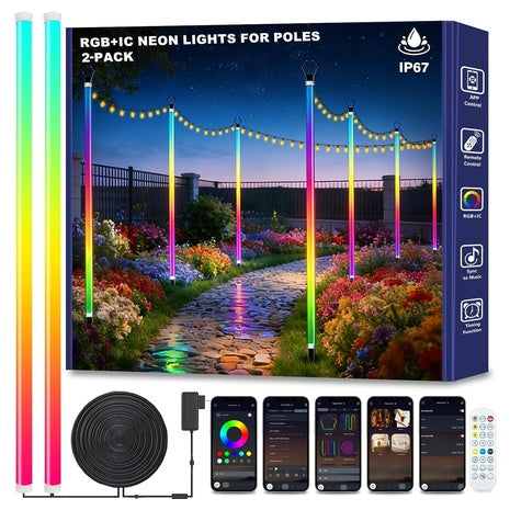 2-Pack 7' RGB Neon Ambient Pole Lights