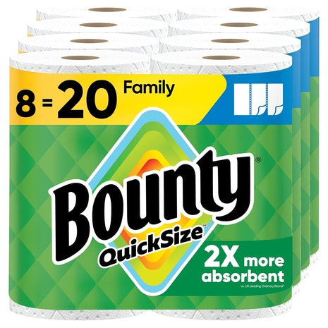 8-Family Rolls Bounty Quick Size Paper Towels
