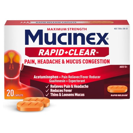 20 Mucinex Rapid Clear Maximum Strength Caplets