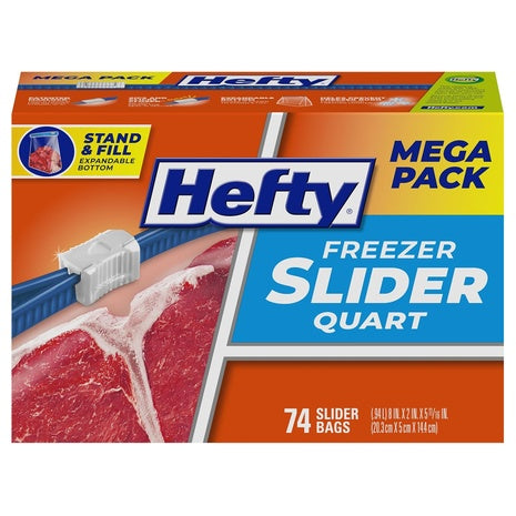 74-Count Hefty Slider Freezer Kitchen Quart Storage Bags