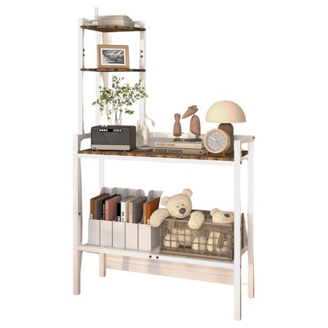 56" 4 Tier Corner Storage Shelf Stand With Metal Frame