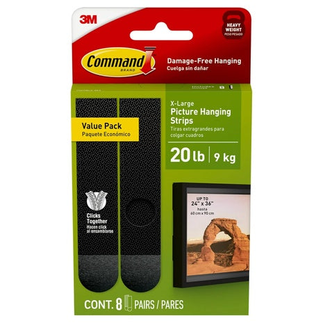 8-Pairs Command 20 lb XL Heavyweight Picture Hanging Strips