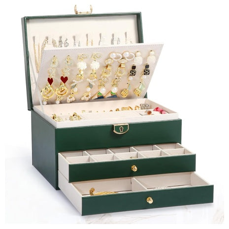 3-Layer Jewelry Organizer Box with Removable Tray