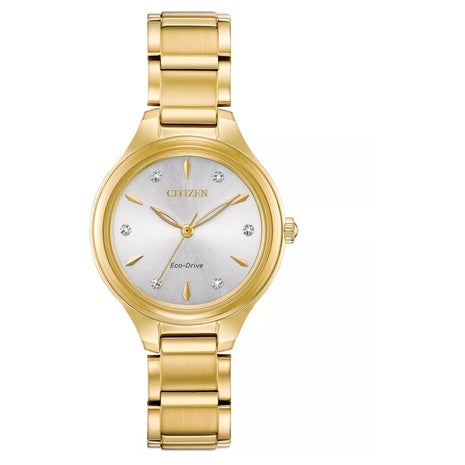 Citizen Eco Drive Women's Corso Diamond-Accent Gold-Tone Stainless Steel Bracelet Watch