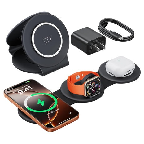 Hicober 3-in-1 Wireless Magnetic Foldable Charging Station