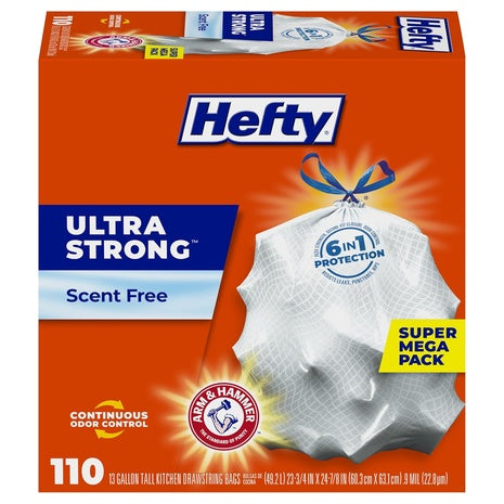 110 Hefty Ultra Strong 13 Gallon Trash Bags
