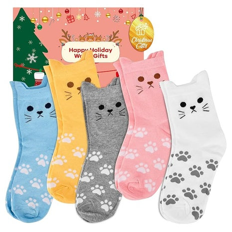 5-Pack Cute Cat Socks