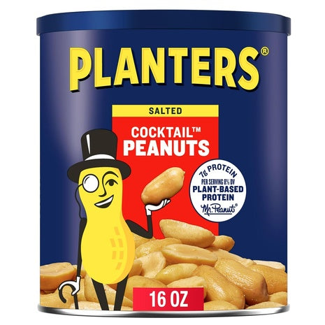 2 Cans Planters Salted Cocktail Peanuts (16 oz)