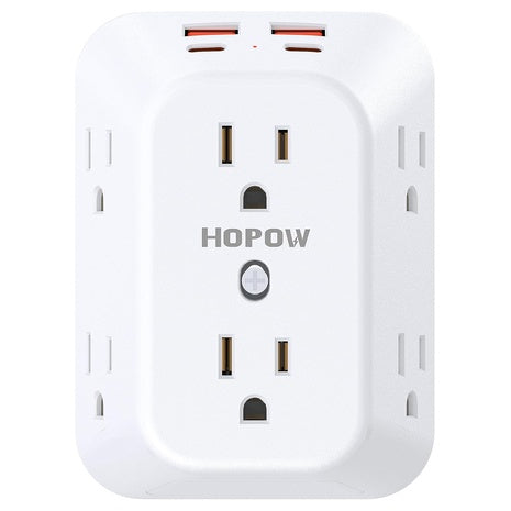 HOPOW 6 Outlets 2A2C 1050J USB Wall Charger Outlet Extender