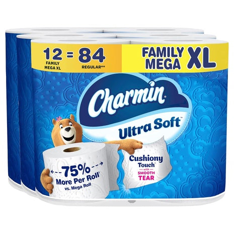 24 Family Mega XL Rolls (=168 Reg) Charmin Toilet Paper + $15 Rebate