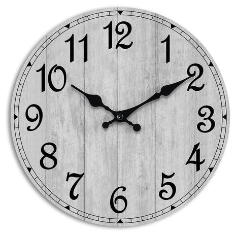8" HYLANDA Rustic Battery Operated Silent Non Ticking Wall Clock (Gray)