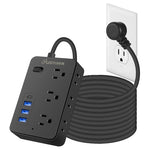 25-Ft Extension Cord Power Strip with 6 Outlets & USB Ports