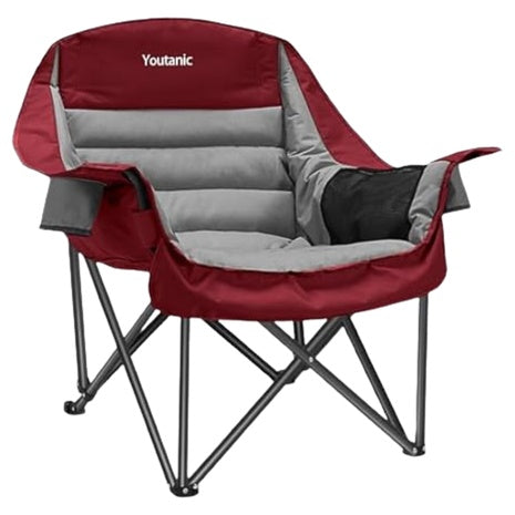Youtanic Portable Folding Oversized Camping Chair with Side Pocket