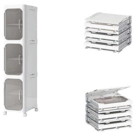 Neathub 3 Tier Foldable And Movable Slim Bathroom Storage Cabinet
