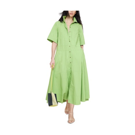 Cotton Poplin Trapeze Maxi Shirt Dress