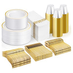 700PCS Gold Disposable Dinnerware Set for 100 Guests
