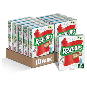 10 Boxes of 10 Fruit Roll-Ups Strawberry Blast Snacks