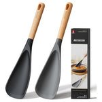 2-Pack Nonstick Silicone Cooking Spoons Set W/ Wooden Handles