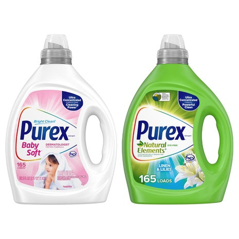 165 Loads Purex Baby Soft or Natural Elements Liquid Laundry Detergent