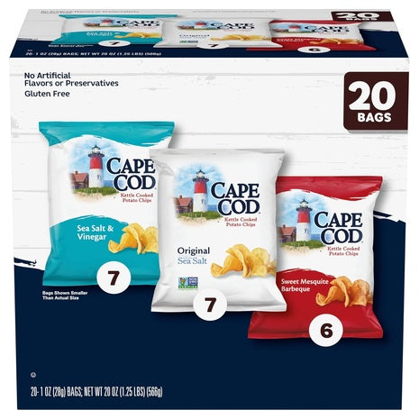 20 Bag Variety Pack Of Cape Cod Potato Chips