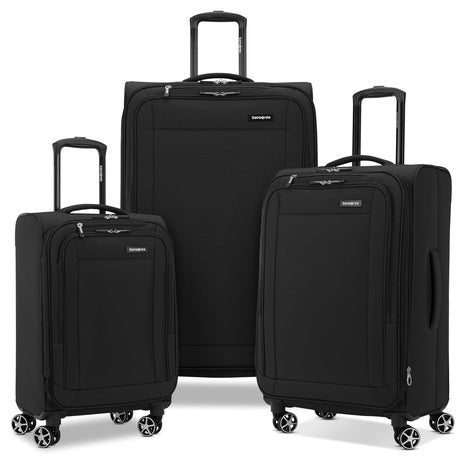 Samsonite Saire LTE Softside Expandable Luggage with Spinner Wheels, Black, 3-Piece Set